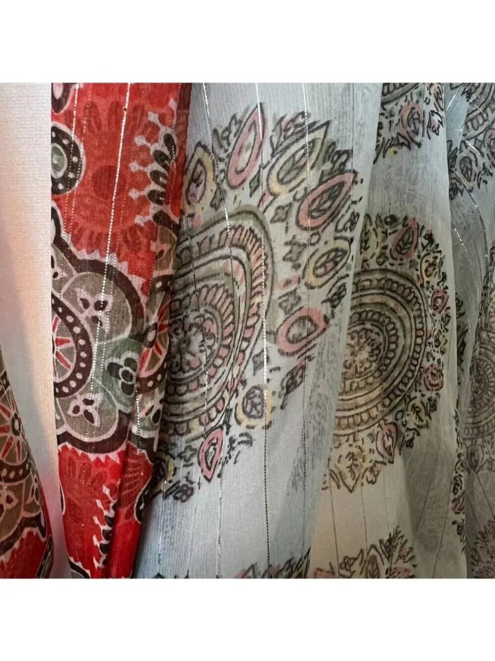 Free People Sheer Kantha Kimono Tie Front Boho Festival Top Shimmery Summer OS - Picture 6 of 7